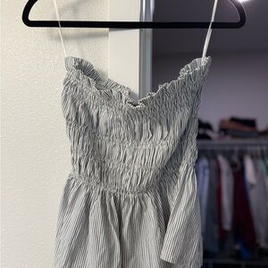 Striped Two Piece- White & Dark Gray